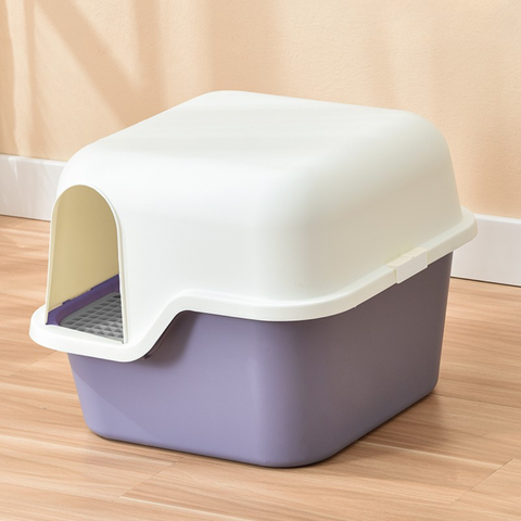 Purple variant image of PAKEWAY Candy Cat Enclosed Litter Tray - Pets Villa.