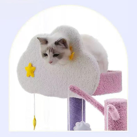 MARTINA 108-165cm Star & Cloud Cat Tree Climbing Frame