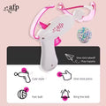 Cat toy crossbow launching a soft yarn ball for interactive play