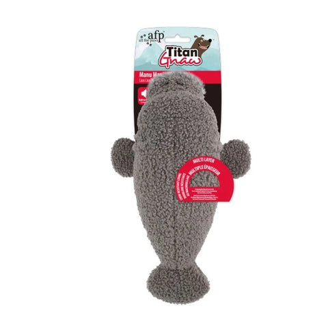 Front image of ALL FOR PAWS Titan Gnaw Manu the Manitee Dog Toy - Pets Villa. 