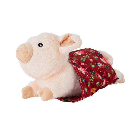 Front image of ANCOL Christmas Paloma Pig in Blanket Dog Toy - Pets Villa. 