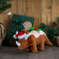 Front image of ANCOL Dex the Dino Christmas Pud Dog Toy - Pets Villa. 