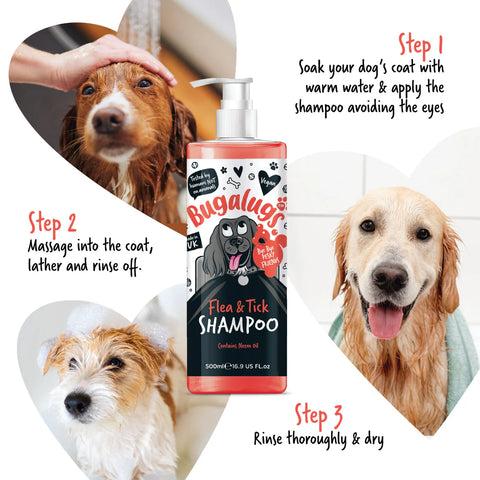 Step by Step of BUGALUGS Flea and Tick Shampoo with Neem Oil 500ml - Pets Villa.