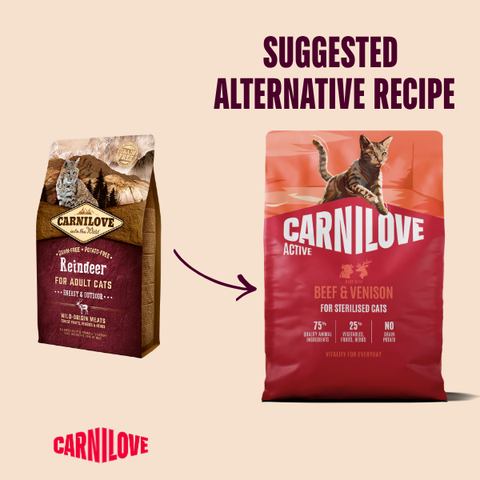 Old to New image of CARNILOVE Active Cat Beef and Venison - Pets Villa. 