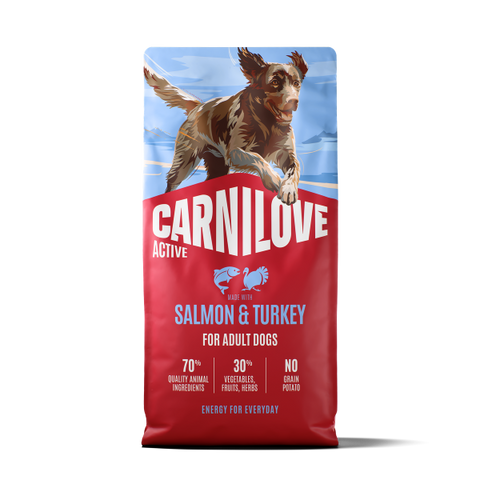 Front image of CARNILOVE Active Dog Salmon and Turkey for Adult Dogs - Pets Villa. 