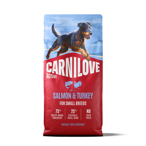 Front image of CARNILOVE Active Dog Small Breed Salmon and Turkey  - Pets Villa. 