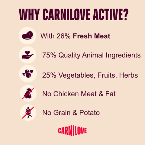 Benefits image of CARNILOVE Active Dog Small Breed Salmon and Turkey  - Pets Villa. 