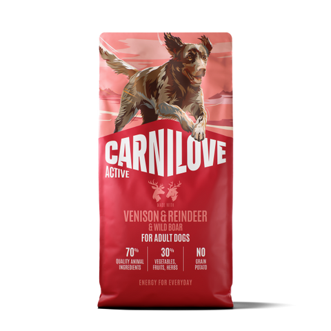 Front image of CARNILOVE Active Dog Venison, Reindeer and Wild Boar - Pets Villa.