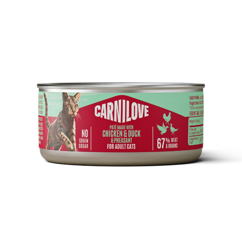 Front image of CARNILOVE Cat Chicken Duck and Pheasant Pate for Adult Cats - Pets Villa. 