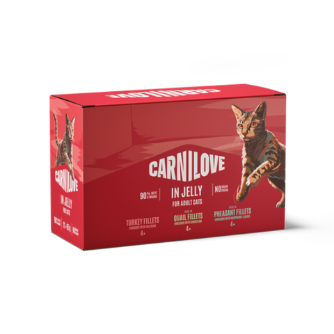Front image of CARNILOVE Cat Pouches in Jelly Multipack 12x85g - Pets Villa. 