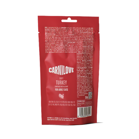 Back image of CARNILOVE Cat Soft Turkey Enriched with Catnip Treats 50g - Pets Villa. 