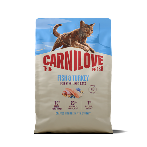 Front image of CARNILOVE Cat True FreshFish and Turkey for Sterilised Cats - Pets Villa. 