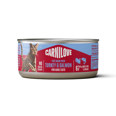 Front image of CARNILOVE Cat Turkey & Salmon Pate for Adult Cats - Pets Villa. 