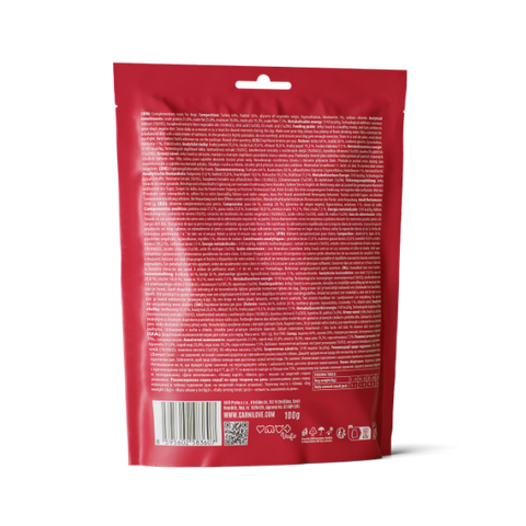 Back image of CARNILOVE Dog Turkey and Rabbit Jerky 100g - Pets Villa. 