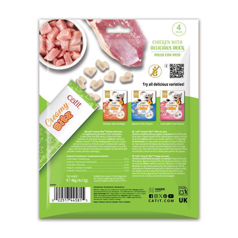 Back image of CATIT Creamy Bitz Chicken with Duck 4x12g - Pets Villa. 
