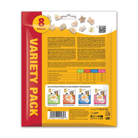 Back image of CATIT Creamy Bitz Variety Pack 8x12g - Pets Villa. 