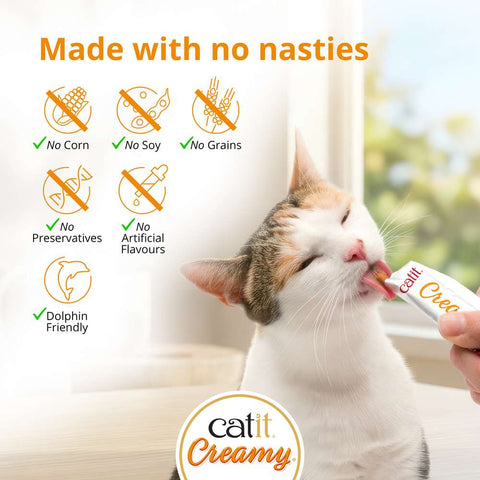 Composition image of CATIT Creamy Chicken with Turkey 4x10g - Pets Villa. 