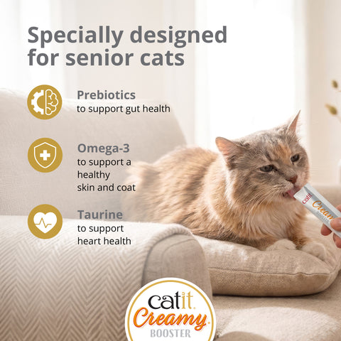 Senior cats image of CATIT Creamy Senior Booster Tuna 4x10g - Pets Villa. 