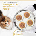 Image of CATIT Cuisine Dinner Chicken Selection Variety Pack on plates - Pets Villa. 