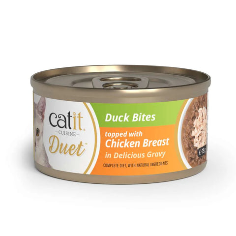 Front image of CATIT Cuisine Duet Duck Bites topped with Chicken Breast  - Pets Villa. 