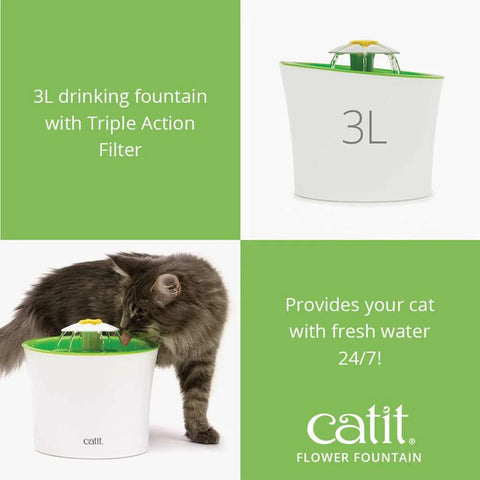 Image of another cat drinking from CATIT Original Cat Flower Fountain 3L - Pets Villa. 