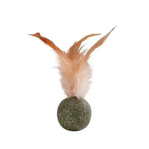 Stand alone image of Catnip Ball with Feather  - Pets Villa. 