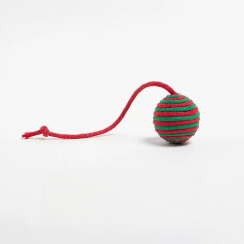 Image of the striped version of Christmas Rattle Cat Ball Toy Assorted - Pets Villa. 