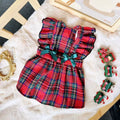 Front image of Christmas Tartan Pet Dress  - Pets Villa.