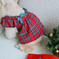 Close up image of Christmas Tartan Pet Dress  - Pets Villa. 