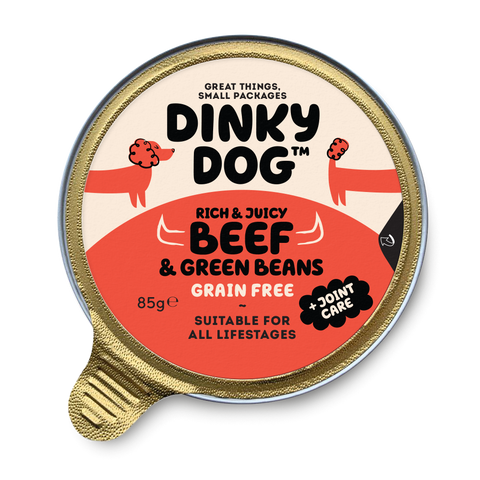 Front image of DINKY DOG Grain Free Beef and Green Beans Dog Food - Pets Villa. 