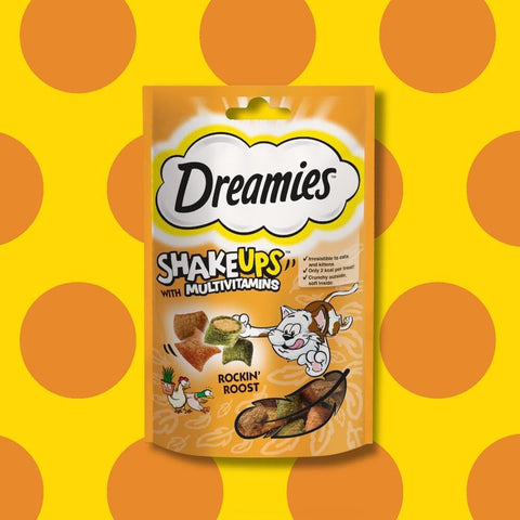 Front image of DREAMIES ShakeUps Rockin Roost 55g - Pets Villa.