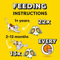 Image of the feeding instructions of DREAMIES ShakeUps Rockin Roost 55g - Pets Villa. 