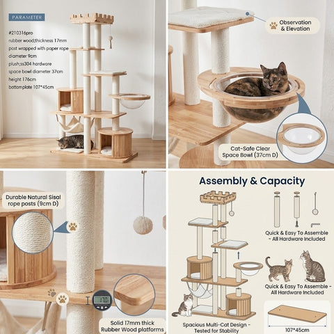 Product image of HONEYPOT CAT 176cm Solid Wood Cat Tree 210316Pro - Pets Villa. 