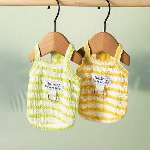 Front image of two variants of Hello Baby Striped Pet Vest - Pets Villa. 