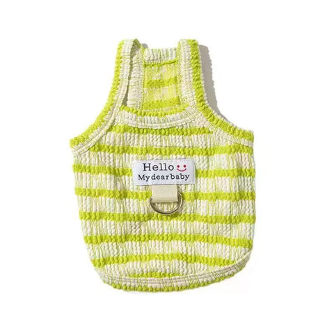 Image of the green variant of Hello Baby Striped Pet Vest  - Pets Villa.