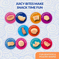 Image of the flavours of INABA Cat Chicken and Tuna Juicy Bites 3 Packs - Pets Villa. 