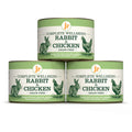 Image of the cans of JR Dog Complete Wellbeing Chicken & Rabbit 200g stacked - Pets Villa. 