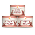 Image of cans of JR Dog Complete Wellbeing Duck & Chicken 200g stacked - Pets Villa. 