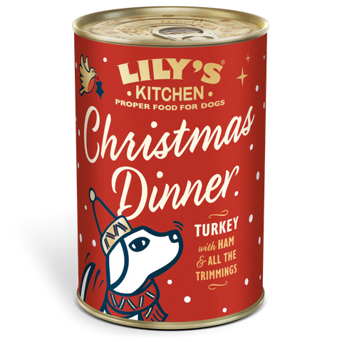 Front image of LILY'S KITCHEN Dog Christmas Dinner Turkey with Ham  - Pets Villa.