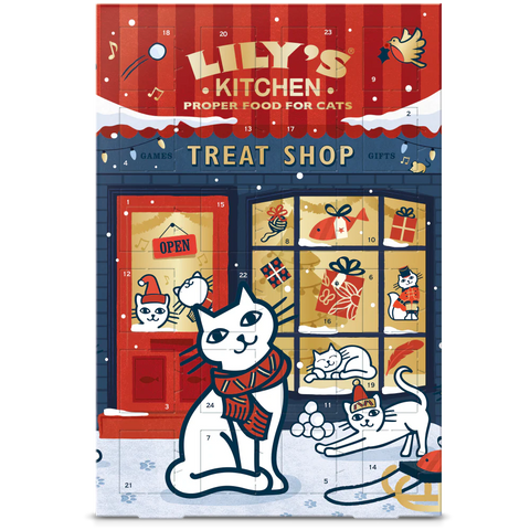 Front image of LILY'S KITCHEN Treat Shop Advent Calendar for Cats  - Pets Villa. 