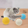 Image of a grey cat playing with Large Sisal Cat Ball Assorted - Pets Villa. 