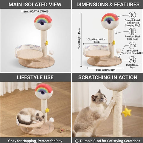 Product image of MARTINA Rainbow Scratcher Post and Perch - Pets Villa. 
