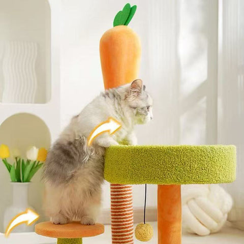 Image of a cat using MIAOFAIRY Carrot Paradise Climbing Frame - Pets Villa.