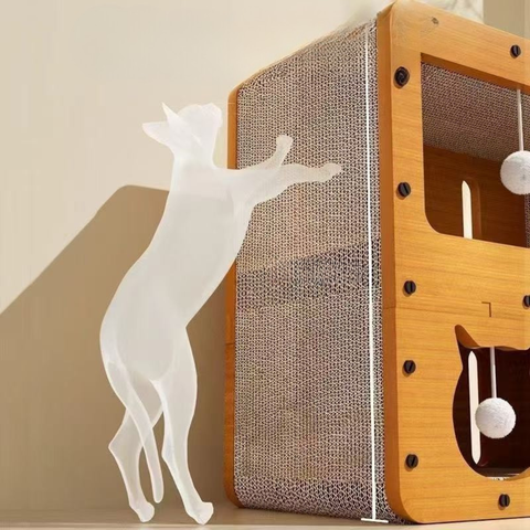 Scratcher view of Multi-Functional Corrugated Cat Scratcher and Playhouse  - Pets Villa. 