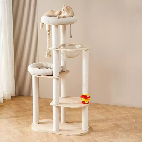 Front image of Natural Classic Cat Climbing Frame with Ball Track 154cm - Pets Villa. 