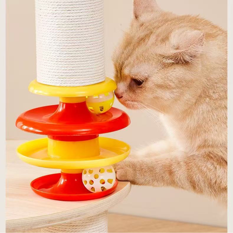 Close up of the ball track in Natural Classic Cat Climbing Frame with Ball Track 154cm - Pets Villa. 