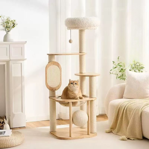 Product image of Natural Classic Cat Climbing Frame with Scratcher Board 139cm - Pets Villa. 