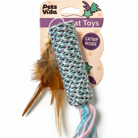 Image of the blue version of PETS VILLA Yarn Catnip Tube Assorted - Pets Villa. 