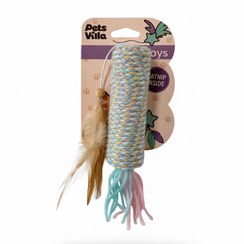 Image of the rainbow version of PETS VILLA Yarn Catnip Tube Assorted - Pets Villa. 