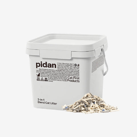 Front image of PIDAN 3-in-1 Blend Cat Litter 5.4kg (Tofu, Spherical Bentonite Clay, Activated Carbon Infused Tofu) - Pets Villa. 